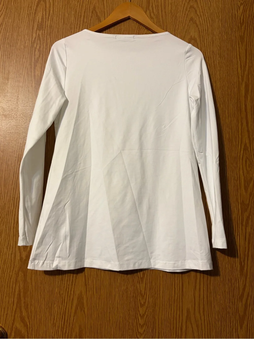 Babette White Long-Sleeve Scoop Neck Women's Top